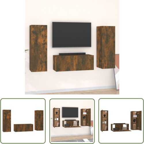 The Living Store Komplet TV omaric 3-delni dimljen hrast konstruiran les - Komplet TV Omaric, (21738311) Cene