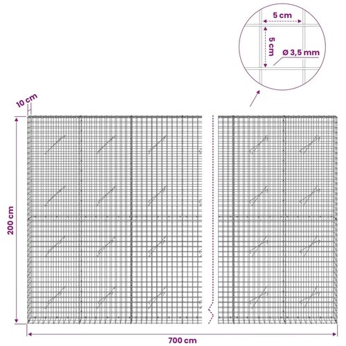  Gabion s žicom debljine 3 5 mm i mrežom 5x5 cm 700x10x200 cm - 10 cm 200 cm 700 cm Slike
