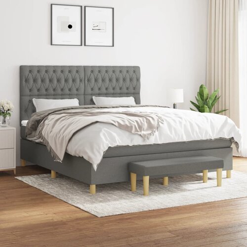 The Living Store Box spring postelja z vzmetnico temno siva 180x200 cm blago - Box Spring Postelja, (21438651) Cene