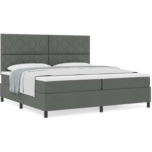 vidaXL Postelja z vzmetjo z vzmetnico Temno siva 200x200 cm Tkanina, (22083313) Cene
