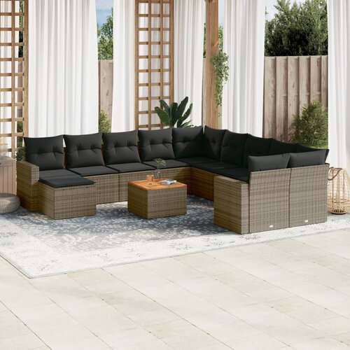 VidaXL 12-dijelni set vrtnih sofa od poliratana s jastucima sivi Slike