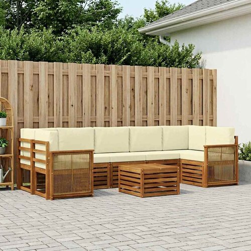  Set vanjskih sofa 8 kom. Prirodna i krem Čvrsto drvo akacije Cijene