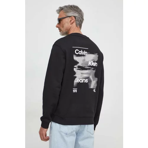 Calvin Klein Jeans Pamučna dukserica za muškarce, boja: crna, s tiskom