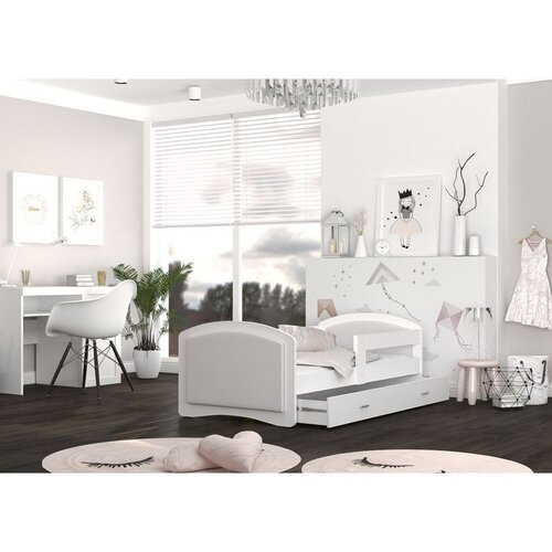 Megi Dečiji tapacirani krevet - beli - 200x90cm - OUTLET Slike
