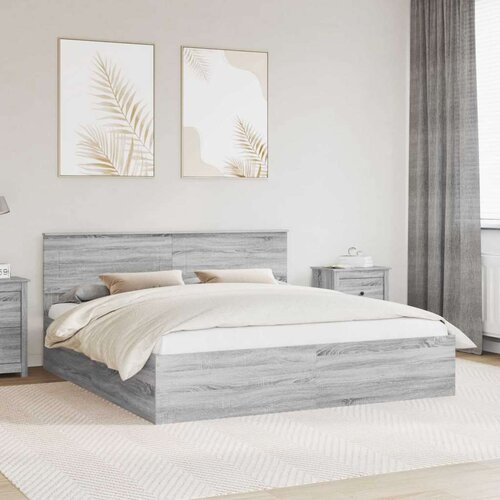  Okvir za krevet s uzglavljem Siva Sonoma 200 x 200 cm - Sivi hrast sonoma 200 x 200 cm Cene