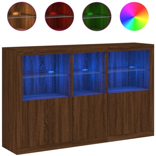 Maison Chic Komoda - Predalnik z LED lučkami dimljen rjav hrast 162x37x100 cm, (21720308) Slike