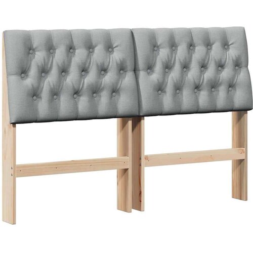 VidaXL tapecirani uzglavlje svijetlo siva 135 cm čvrsto borovo drvo Slike