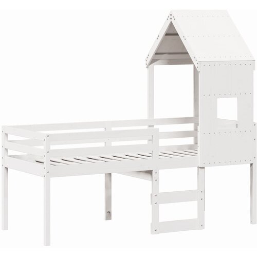 vidaXL Visoki krevet s krovom bijeli 80 x 200 cm od masivne borovine Cene