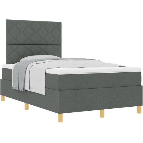 VidaXL Krevet s kutijom opruga s madracem tamnosive boje 120x200 cm Tkanina Slike