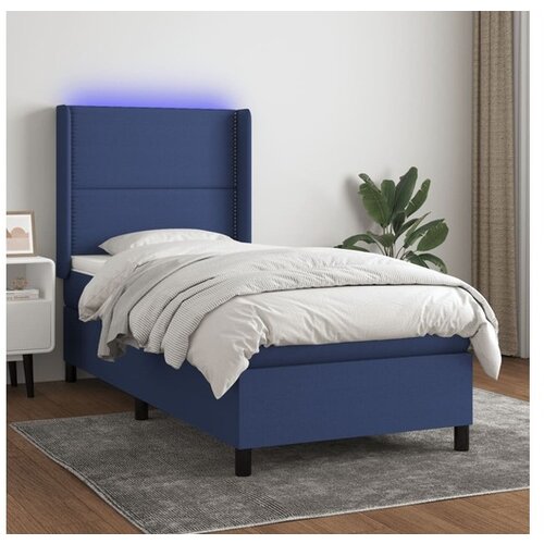 vidaXL Krevet box spring s madracem LED plavi 90x190 cm od tkanine Cijene