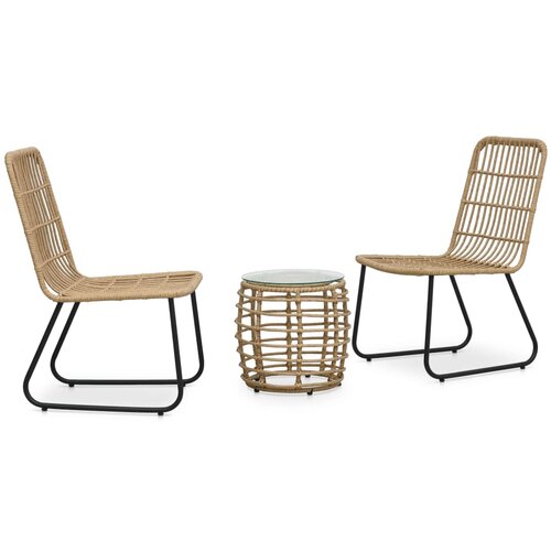Poli 3-dijelni bistro set od poliratana boja hrasta Slike