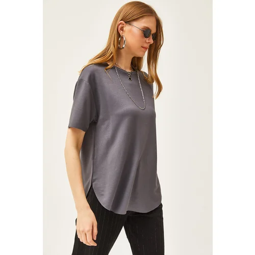 Olalook Women's Smoky Modal Touch Soft Textured Six Oval T-Shirt