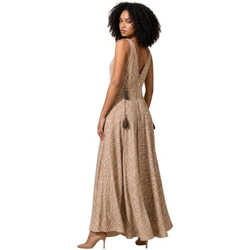 Ayfee Dolge obleke ABITO SCOLLO MARYLIN CON TASSEL 451-CAM26360 Bež Slike