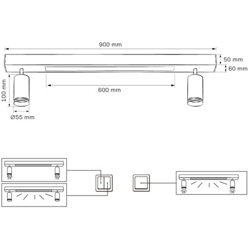  LED plafonsko svetlo PARIS LED/24W/230V + 2xGU10/10W crno Slike