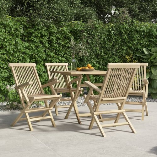 VidaXL Zložljivi vrtni stoli 4 kosi sivi 56x61x89 cm trdna tikovina Slike