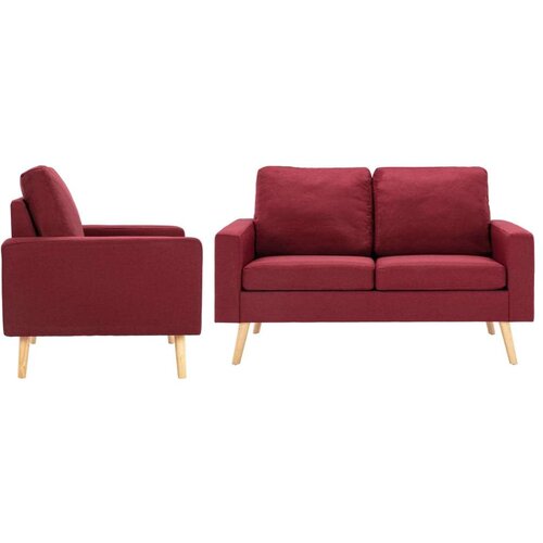  2-dijelni set sofa od tkanine crvena boja vina Cene