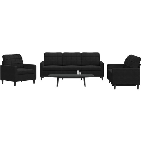 VidaXL 3-dijelni set sofa s jastucima crni bar&amp;scaron;unasti Slike