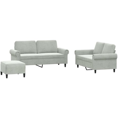 Maison Chic Sedežna garnitura - kavč 3-delna z blazinami svetlo siv žamet, (21729173) Cene