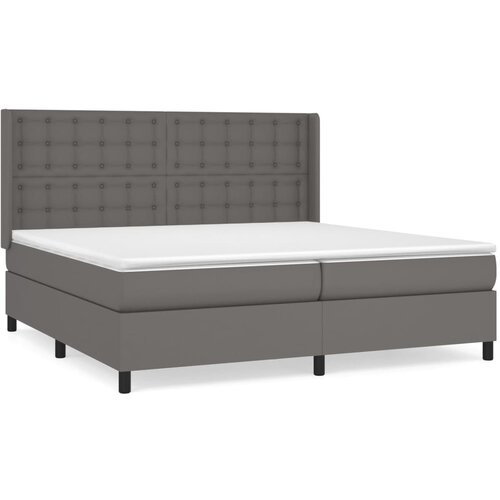 VidaXL Box spring postelja z vzmetnico siva 200x200 cm umetno usnje, (20761299) Slike