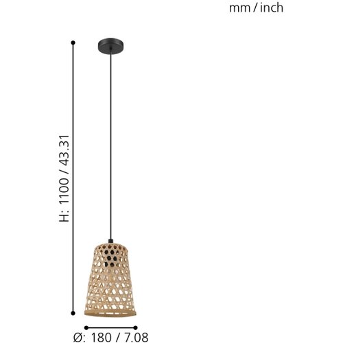 Eglo 43252 - visilica na sajli claverdon 1xE27/40W/230V, prečnik 180 mm Slike