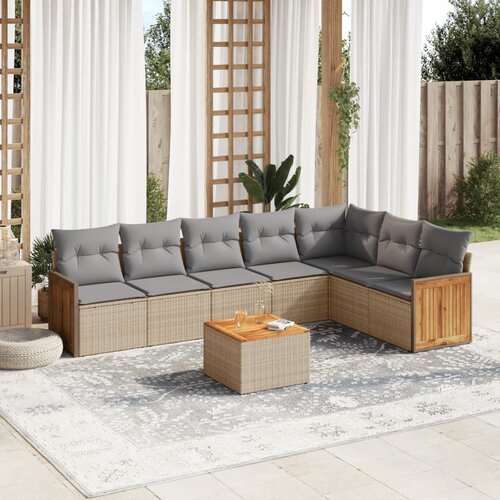 vidaXL 8-dijelni set vrtnih sofa od poliratana s jastucima bež Cijene