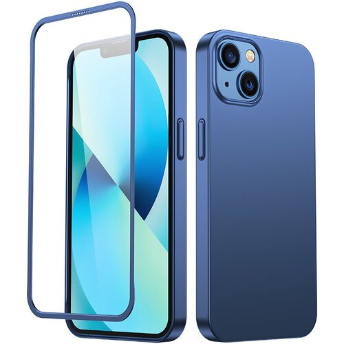 Joyroom Ovitek za iPhone 13, ohi&amp;scaron;je zadaj in spredaj + kaljeno steklo, moder, (21522880) Slike