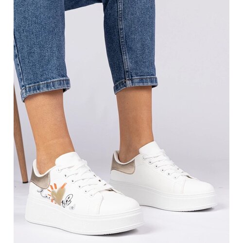 D/CEO marka niezdefiniowana White-gold women's sporty sneakers with print Zelinda Cene