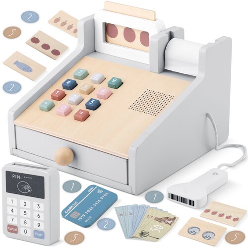 Nukido NK-863 Wooden Toy Cash Register with Realistic Features, (21740327) Cene