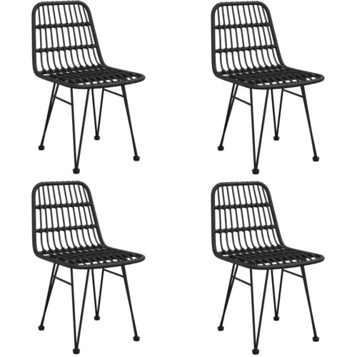  5-dijelni vrtni blagovaonski set od poliratana crni Crna Dužina stola 80 cm Slike