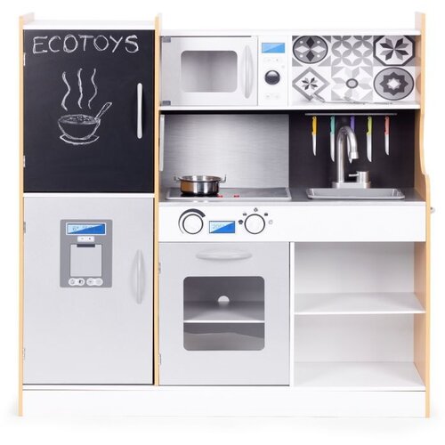  Dečija kuhinja sa zvukom i LED tablom za pisanje, metalni dodaci, MDF, 3+ godine, ECOTOYS Cene