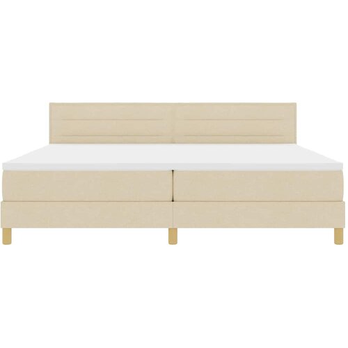 LED Box Spring Krevet s LED trakama Krema 200 x 200 cm tkanina Slike