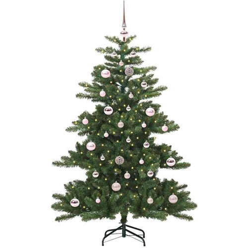 VidaXL Umjetno božićno drvce s nogom s 150 LED dioda Zelena 150 cm PVC Slike