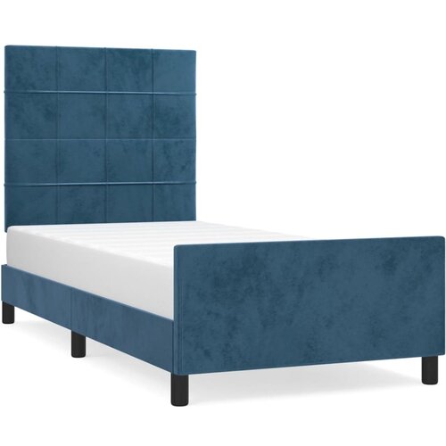 Maison Chic Posteljni okvir - Enojna postelja - Postelja za odrasle brez vzmetnice temno moder 90x200 cm žamet-J7719, (21766898) Slike