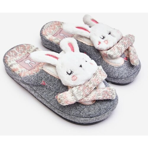 Kesi Children's Bunny slippers with thick soles grey Dasca Slike