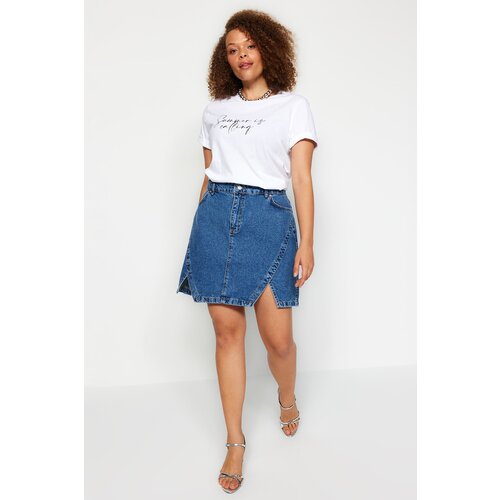 Trendyol Curve Blue Double Slit Denim Skirt Cijene