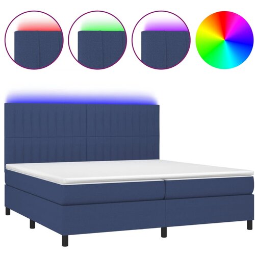 Maison Chic Box spring postelja - Vzmetna postelja z vzmetnico LED modra 200x200 cm blago SL22311, (21891894) Cene