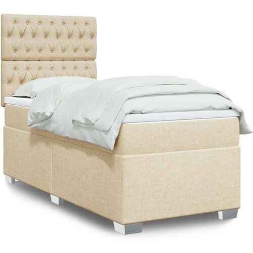  Krevet s oprugama i madracem krem 90 x 200 cm od tkanine Slike