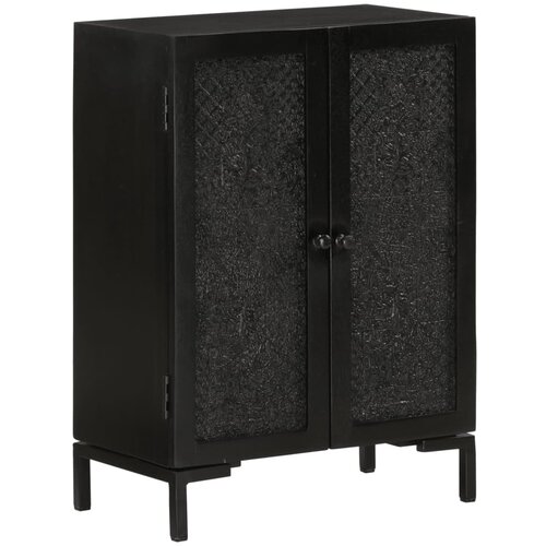  Komoda crna 55 x 30 x 77 cm od masivnog drva manga i željeza Slike