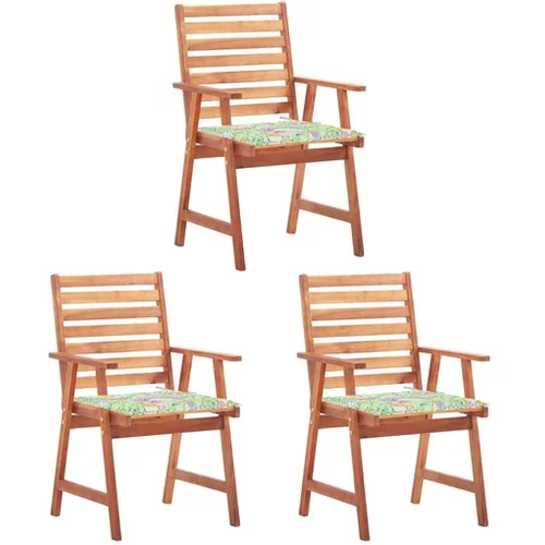  Vrtni jedilni stoli 3 kosi z blazinami trakacijev les