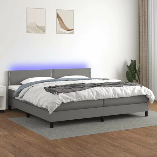  Box spring postelja z vzmetnico LED temno siva 200x200 cm blago, (20726029)