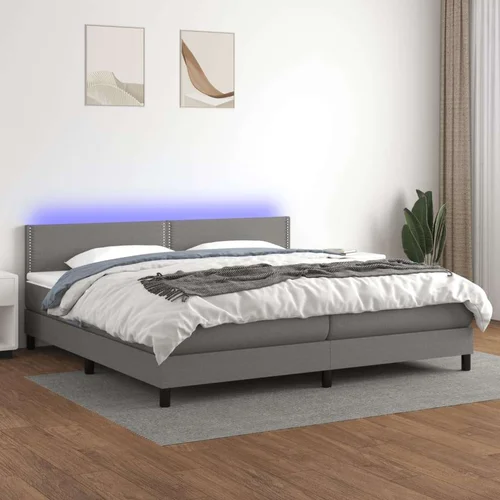  box spring s madracem LED tamnosivi 200x200 cm tkanina