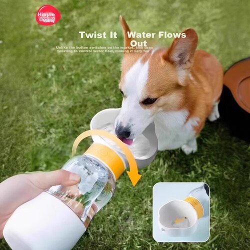  Hipidog Prenosiva činija za pse sa bocom, 600 ml, Bela Slike