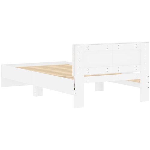  Okvir za krevet s uzglavljem i LED svjetlima bijeli 100x200 cm Slike