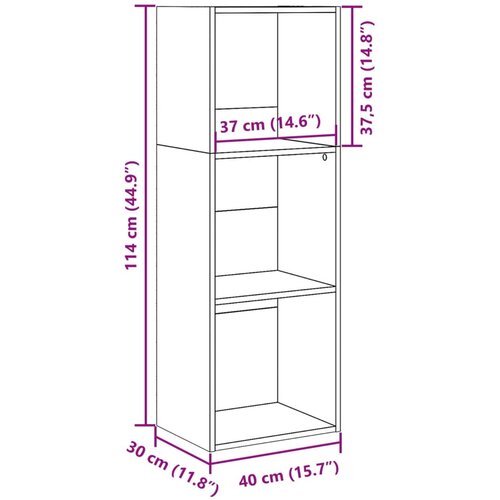  Regal za knjige boja betona 40x30x114 cm konstruirano drvo Slike