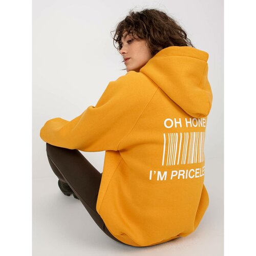 Fashion Hunters Dark yellow sweatshirt with a print on the back Slike