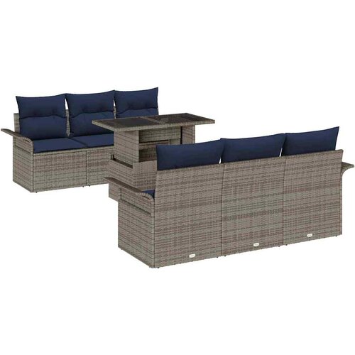  Sjedeća garnitura za vrt 7 kom. Siva poliratan Svjetlosiva 100 x 55 x 73 cm Slike