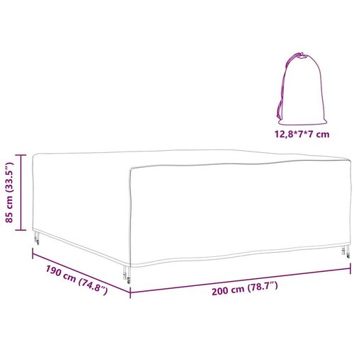 VidaXL Navlaka za vanjski namje&amp;scaron;taj Crna 200 x 190 x 85 cm 210D Slike