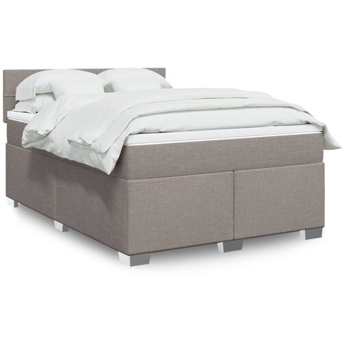 VidaXL Krevet s oprugama i madracem smeđesivi 140x200 cm tkanina Slike