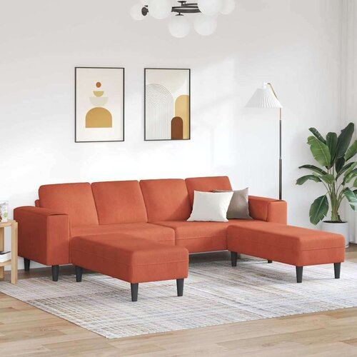  Kavč z blazino Rdeče oranžna 250 x 188 x 76 cm Žametna tkanina, (5000137857) Cene
