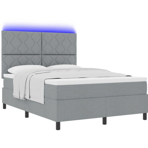 VidaXL krevet s oprugama i madracem s LED svjetlom u svjetlosivoj boji 140 x 200 cm Tkanina. Slike